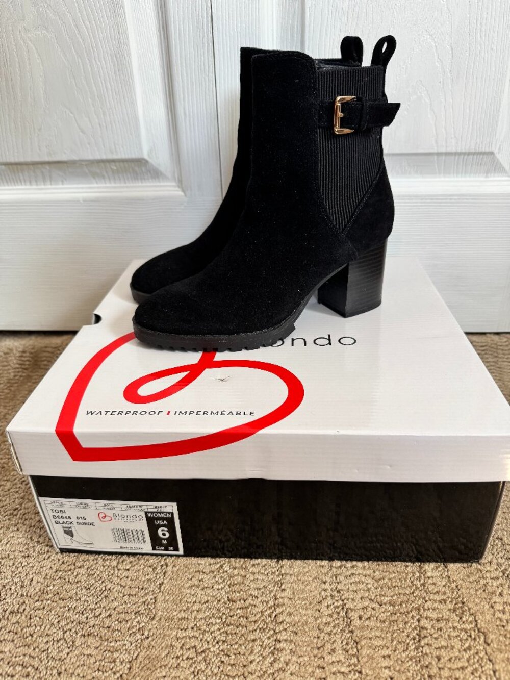 Blondo Tobi Bootie Waterproof Black Suede Size 6